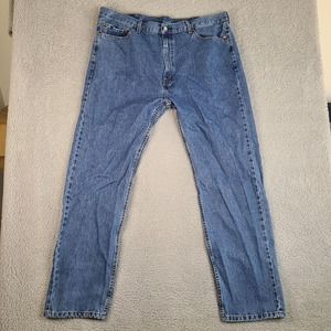 Levi's 505 Jeans‎ Mens 42X33.5 Blue High Rise Straight Leg Denim
